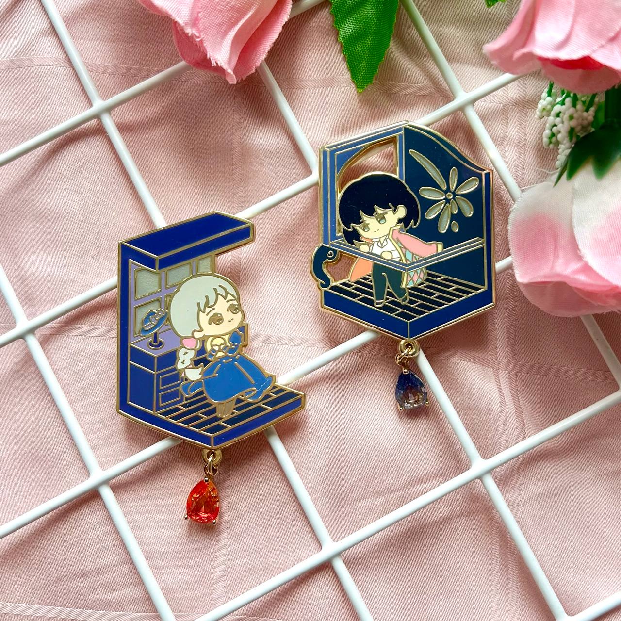 Azure Princess and Prince Enamel Pin